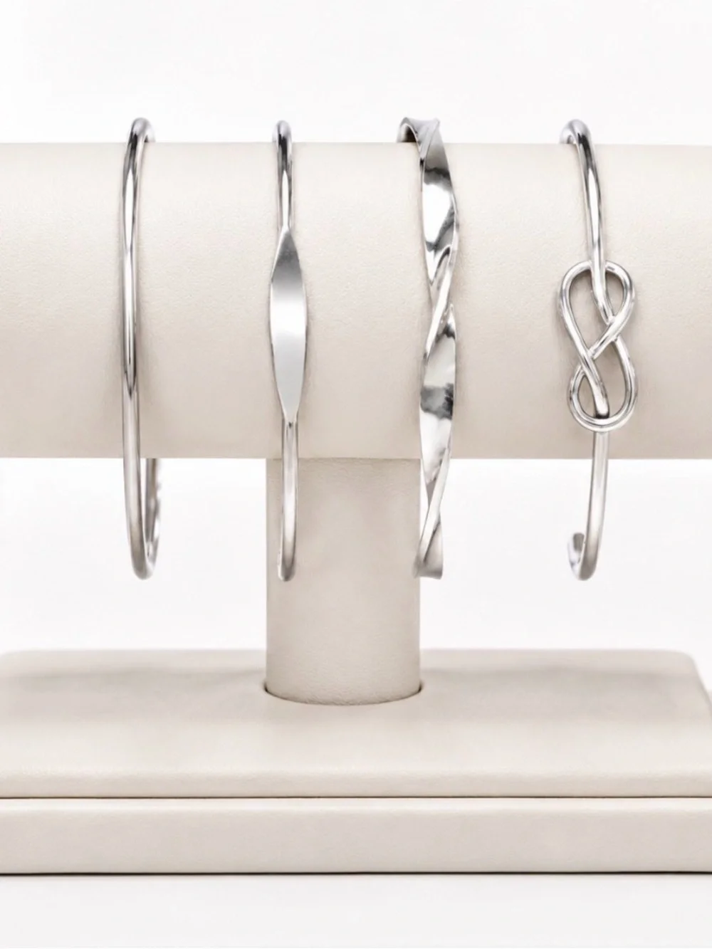 Sterling-Style Silver Tone Multi-Design Bangle Bracelet Set